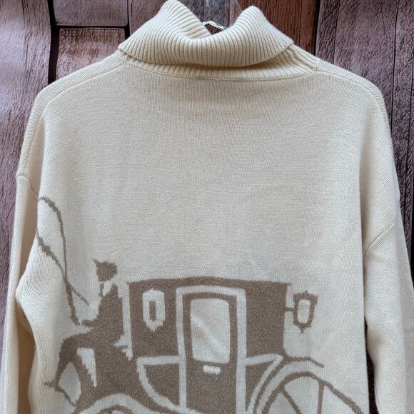 Coach Sweater Turtleneck Horse and Carriage Wool Cashmere Blend Medium Cream - Picture 7 of 10